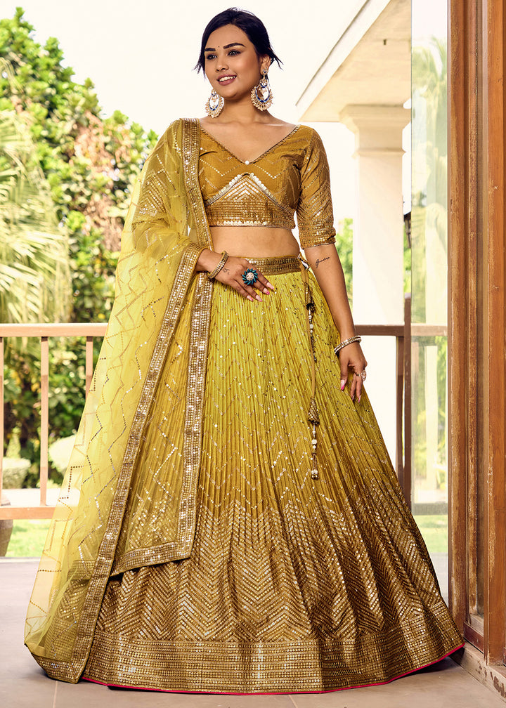 Readymade Bright Yellow Designer Lehenga Choli