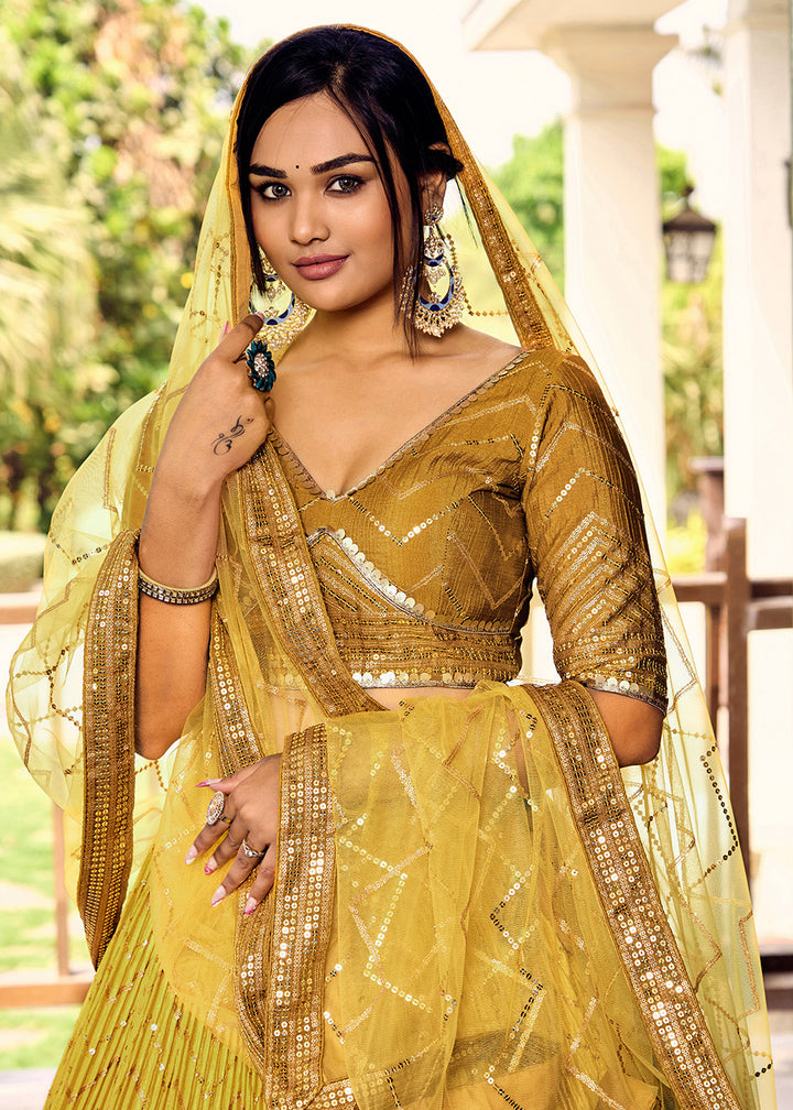 Readymade Bright Yellow Designer Lehenga Choli