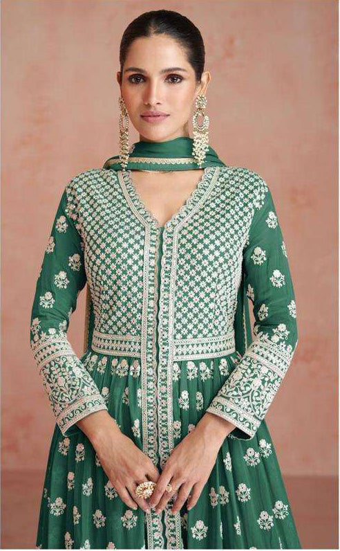 Stunning Green Designer Anarkali Suit