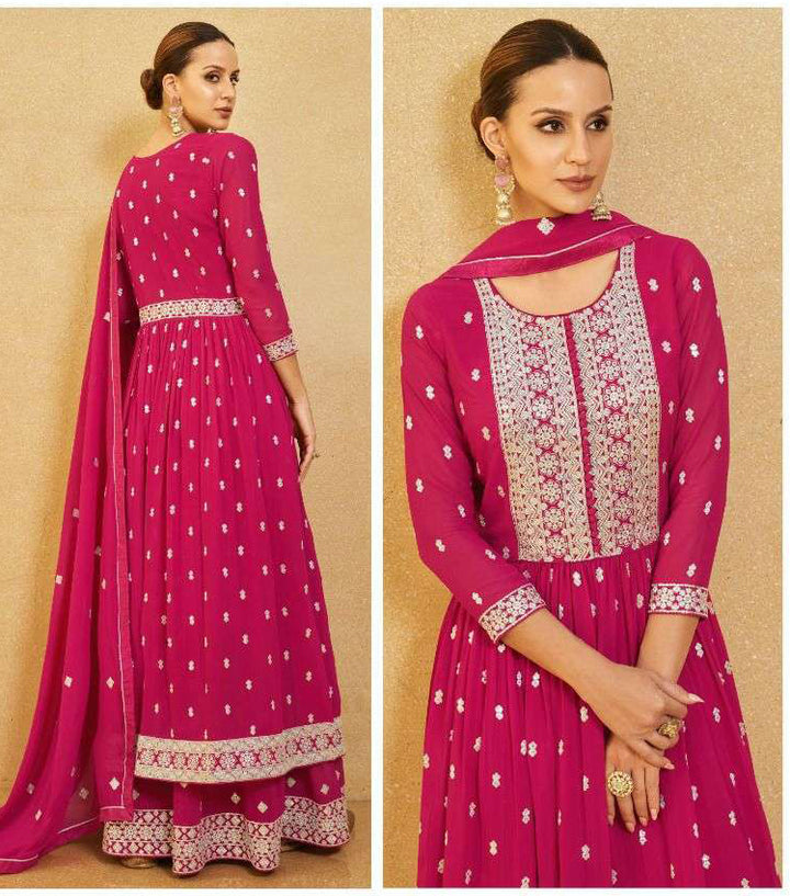 Elegant Pink Sharara Salwar Kameez Suit