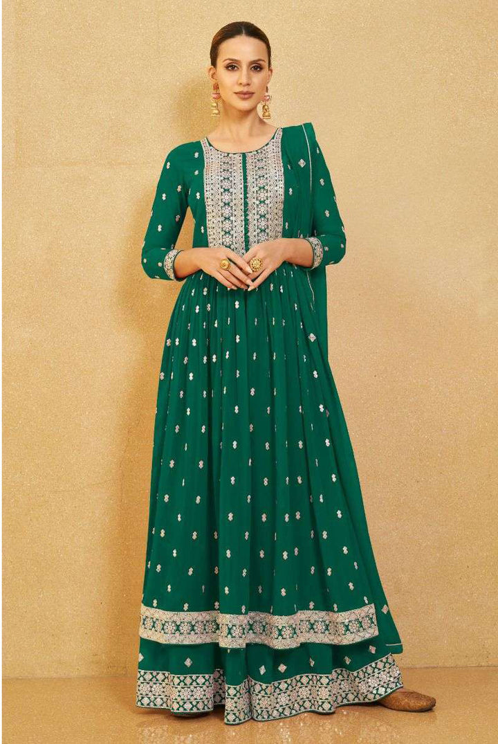 Enchanting Green Sharara Salwar Kameez Suit