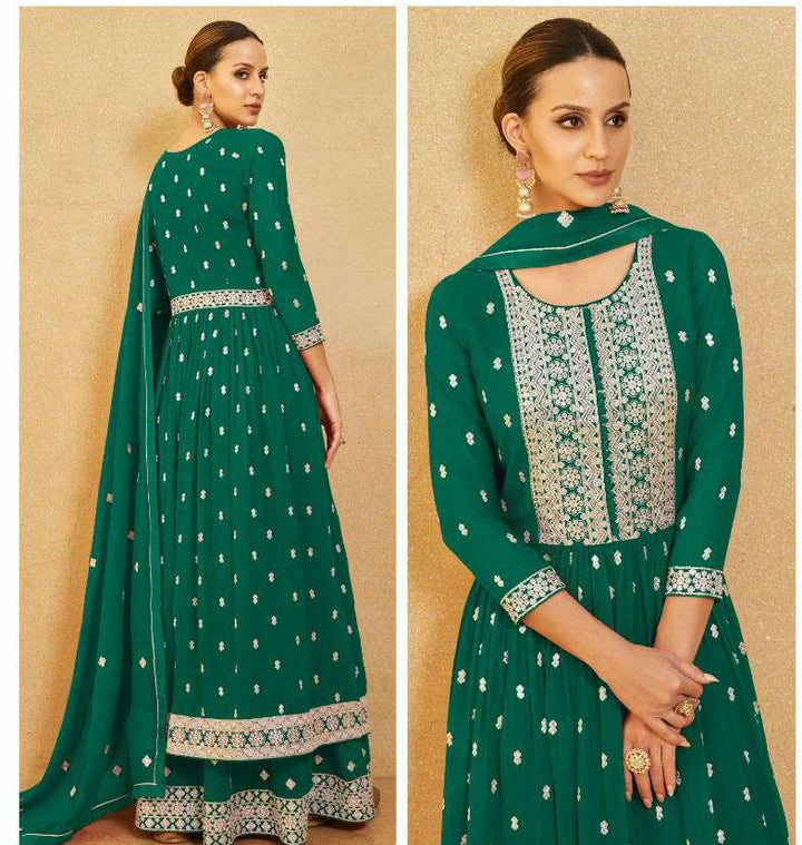 Enchanting Green Sharara Salwar Kameez Suit