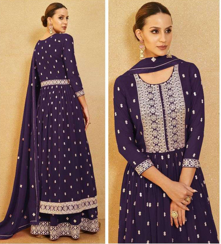 Regal Purple Sharara Salwar Kameez Suit