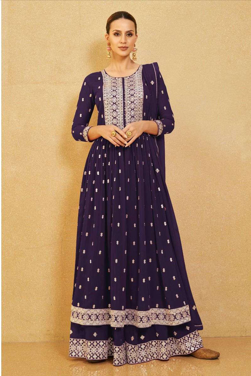 Regal Purple Sharara Salwar Kameez Suit