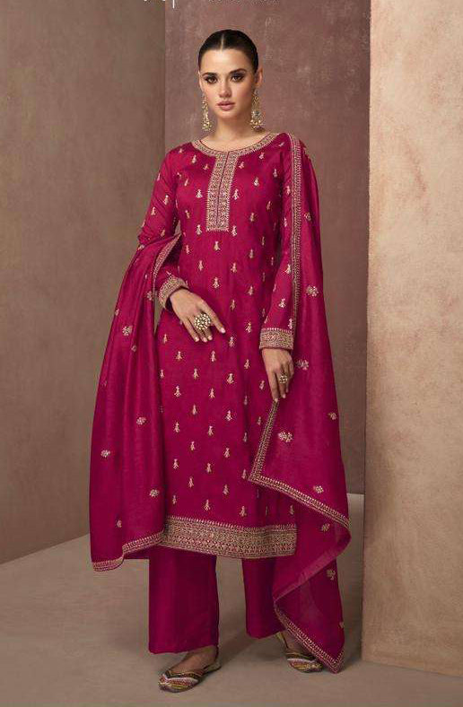 Pink Partywear Designer Salwar Suit | Premium Silk