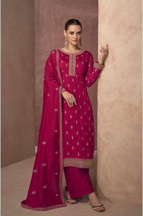 Pink Partywear Designer Salwar Suit | Premium Silk