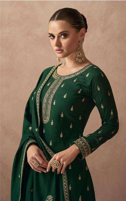 Elegant Green Partywear Designer Salwar Suit