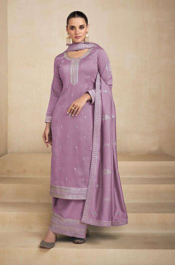 Elegant Purple Wedding Salwar Kameez Palazzo Style