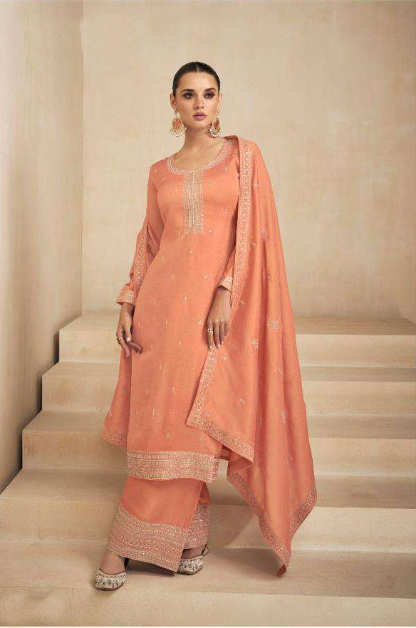 Orange Wedding Salwar Kameez Palazzo Pant Style