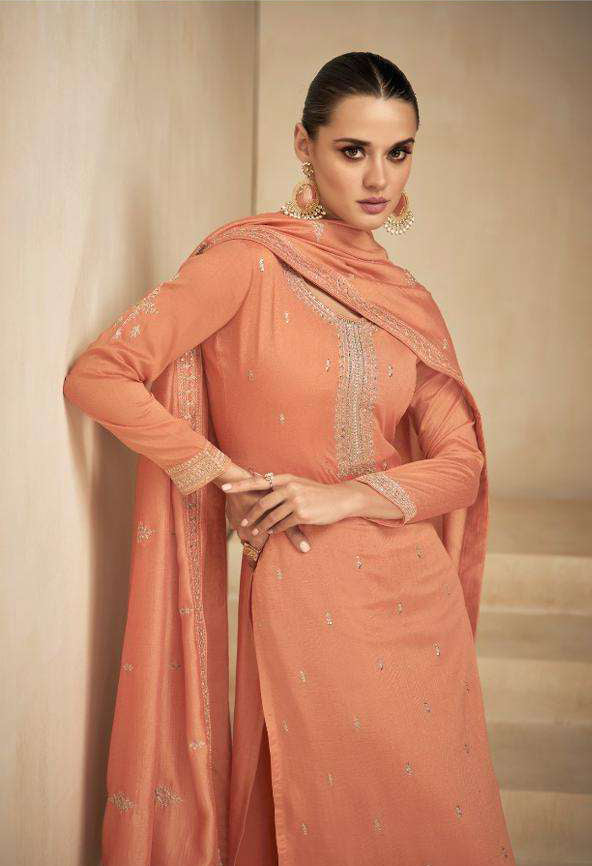 Orange Wedding Salwar Kameez Palazzo Pant Style