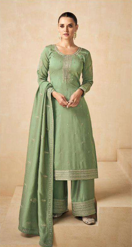 Stunning Green Wedding Salwar Kameez Palazzo Style