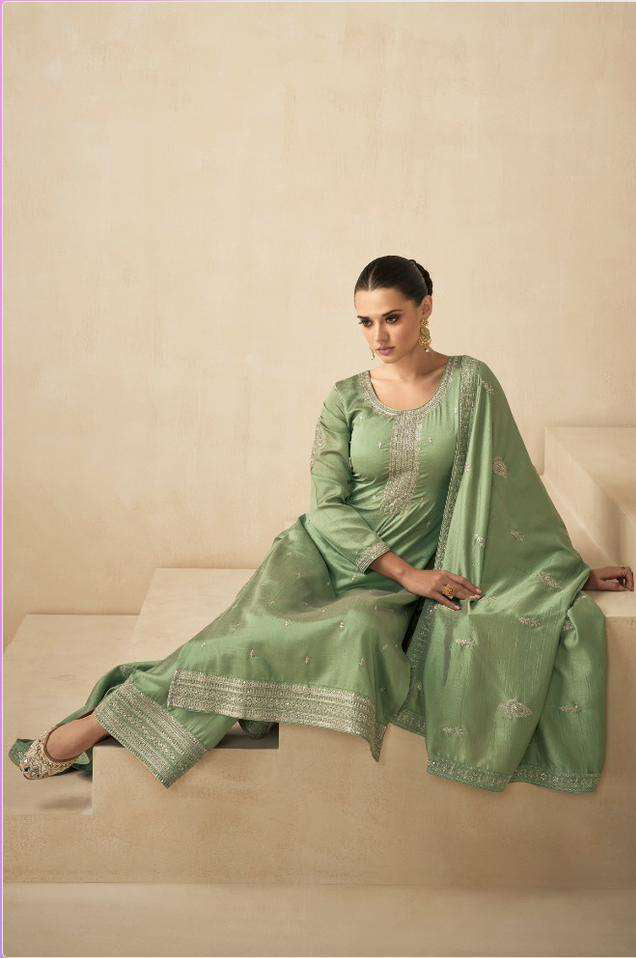 Stunning Green Wedding Salwar Kameez Palazzo Style