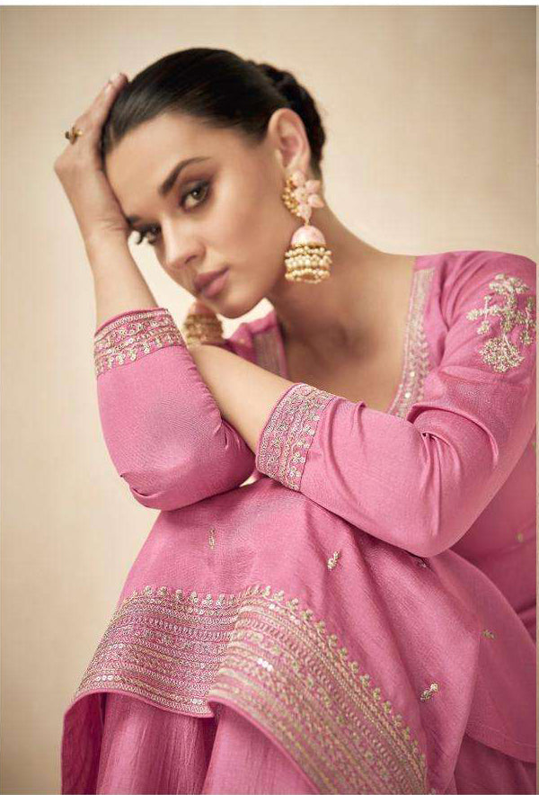 Ethnic Gallery Pink Wedding Salwar Kameez Palazzo Pant Style