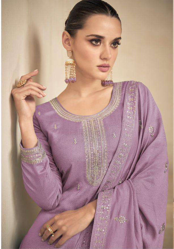 Elegant Purple Wedding Salwar Kameez Palazzo Style