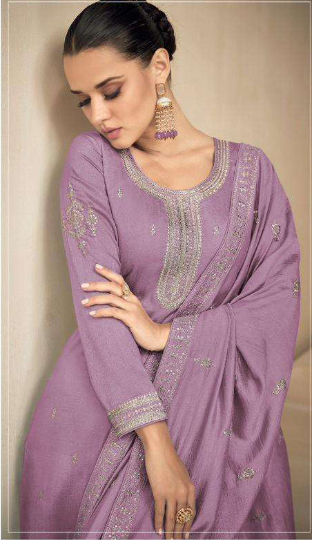 Elegant Purple Wedding Salwar Kameez Palazzo Style