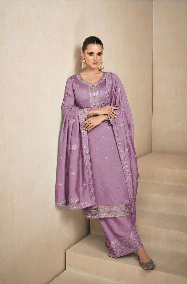 Elegant Purple Wedding Salwar Kameez Palazzo Style