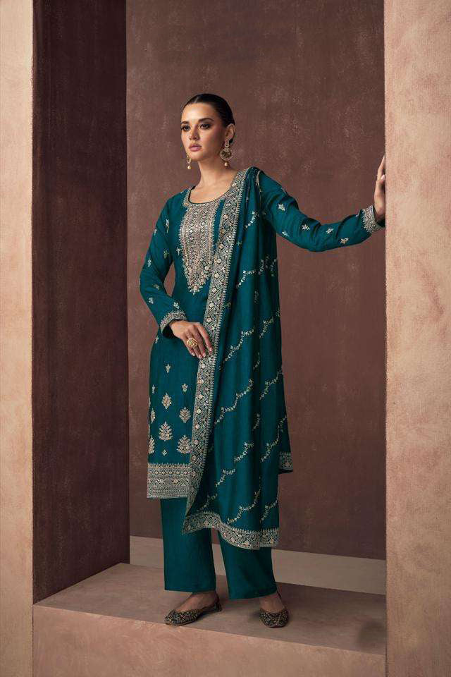 Elegant Dark Blue Wedding Salwar Kameez Palazzo Style