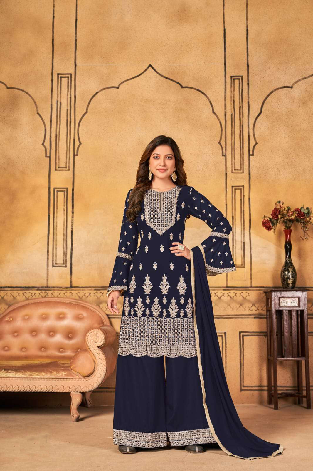 Captivating Blue Salwar Suit Sharara Type