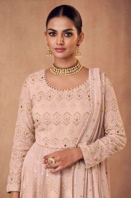 Sublime Ivory: Full Stitched Salwar Kameez in Exquisite Creamy Shade