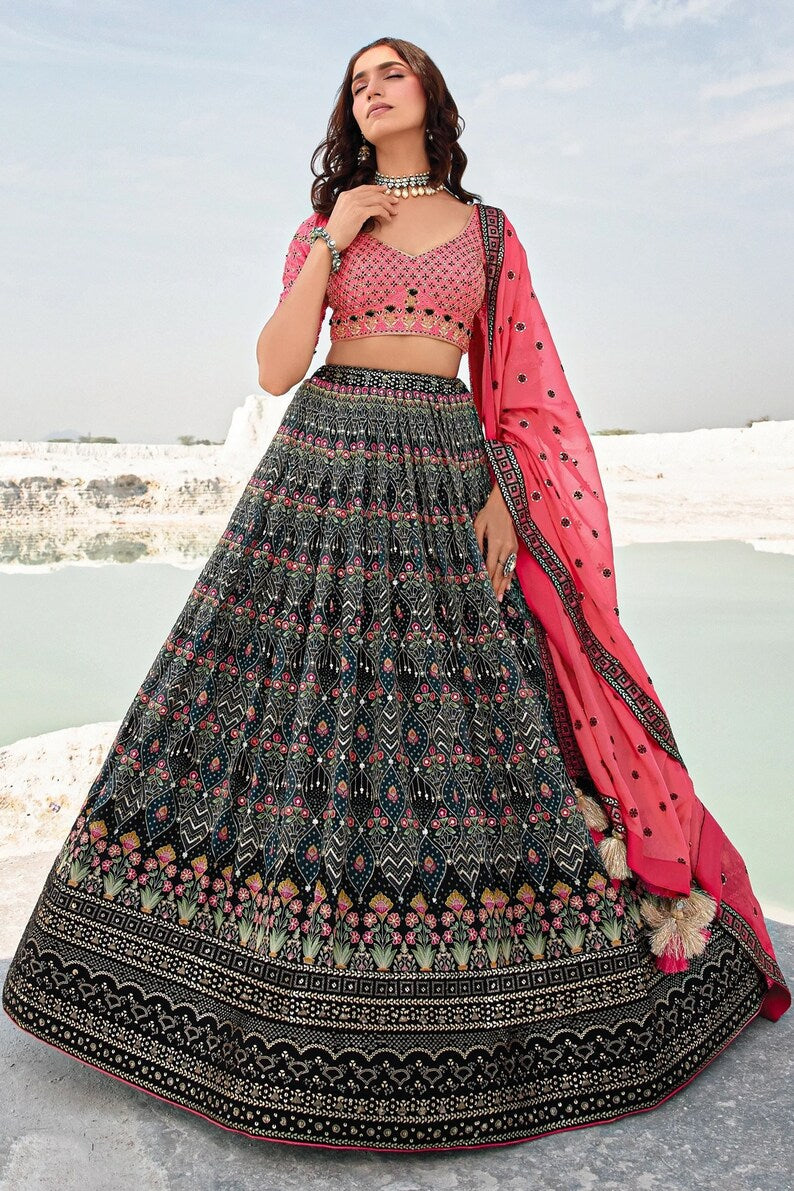 Designer Black Lehenga Choli