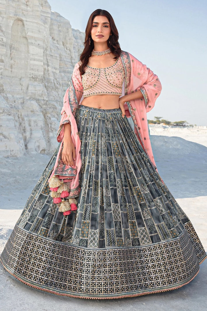 Designer Grey Lehenga Choli