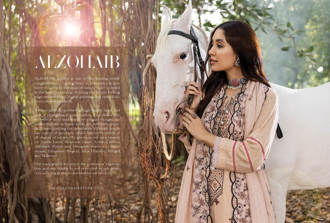 Al-zohaib Bloom Sunshine Biege Pakistani Salwar Suits