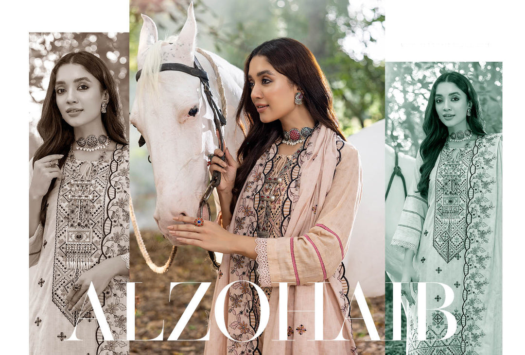 Al-zohaib Bloom Sunshine Biege Pakistani Salwar Suits