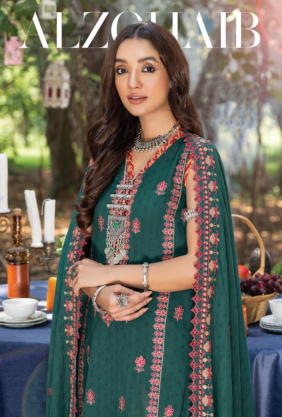 Alzohaib Bloom Sunshine 2023 green Pakistani Salwar Suits