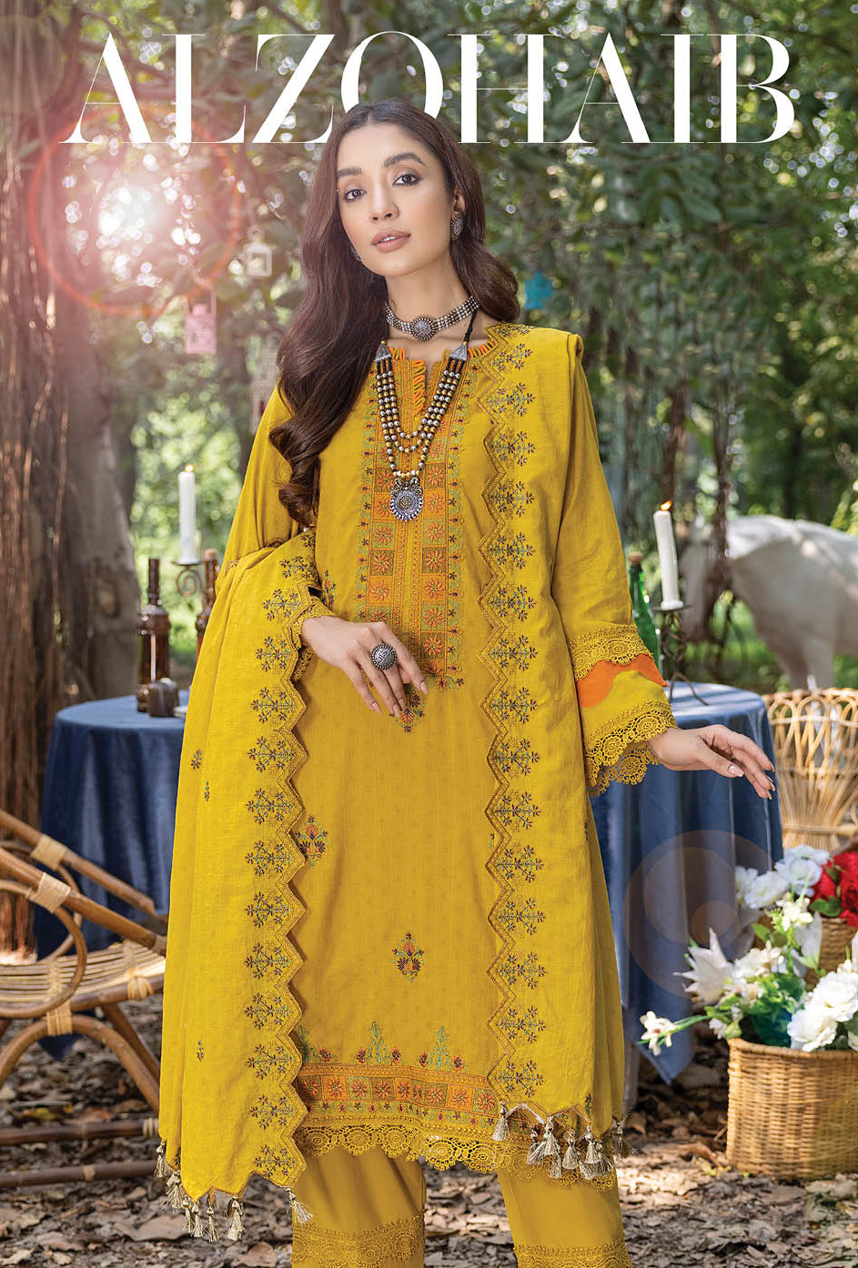 Yellow embroidered Pakistani Salwar Suits