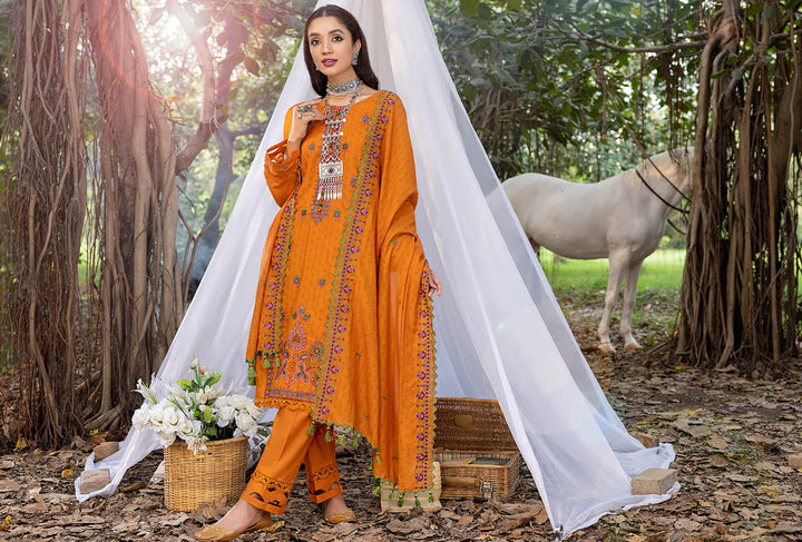 Saffron Embroidered Pakistani Salwar Suits