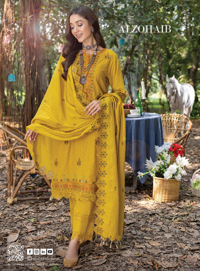 Yellow embroidered Pakistani Salwar Suits