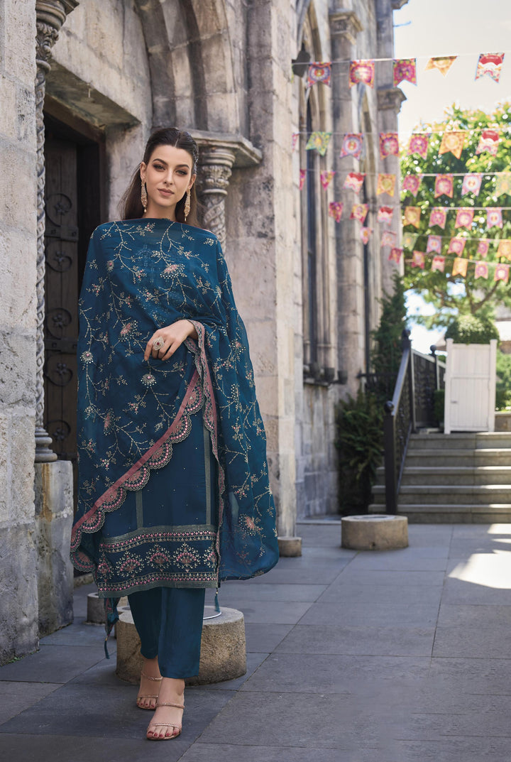 Readymade Designer Blue Party Wear Salwar Kameez