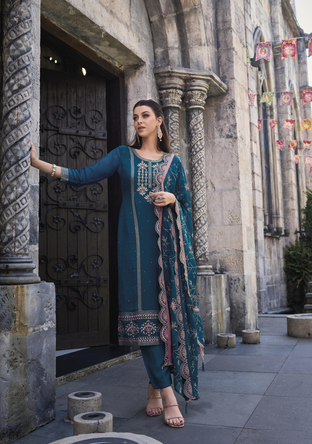 Readymade Designer Blue Party Wear Salwar Kameez