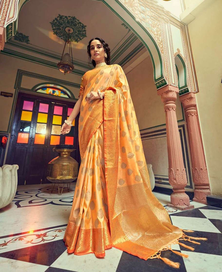 Radiant Saffron Orange Soft Tussar Saree