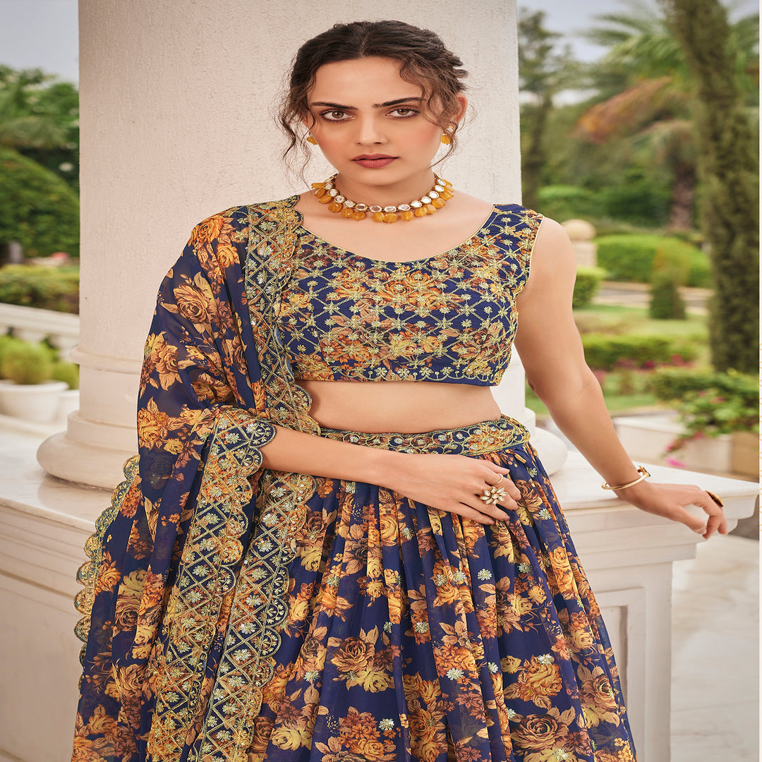 Enchanting Purple Designer Floral printed Lehenga Choli