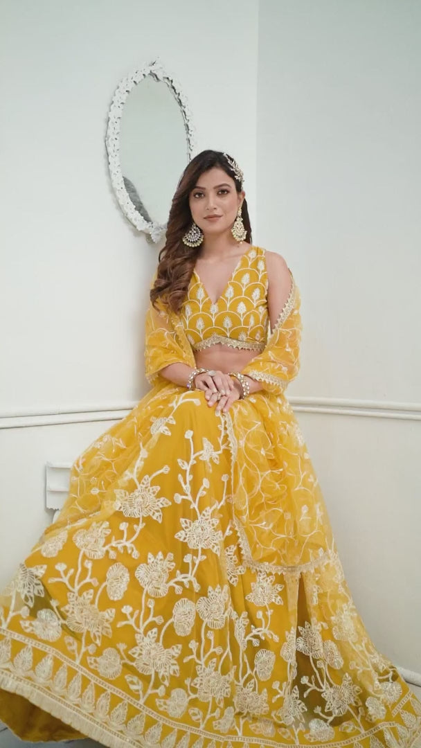 Mustard Yellow Designer Lehenga Choli