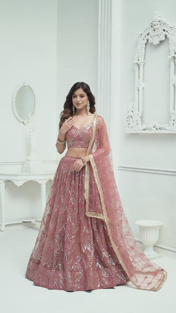 Elegant Dusty Onion Pink Designer Lehenga Choli