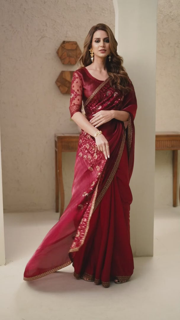 Maroon Indian Saree