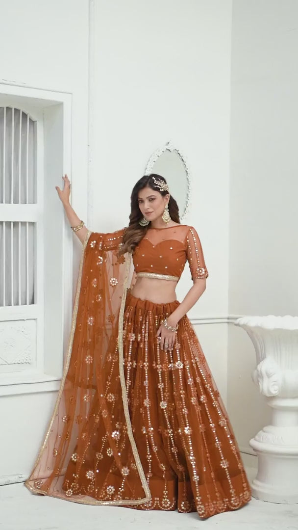 Elegant Brown Designer Lehenga Choli