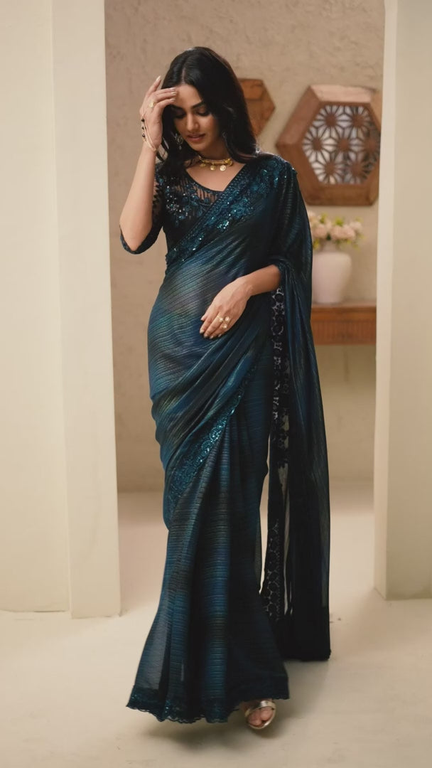 Designer Indian Saree in Blue