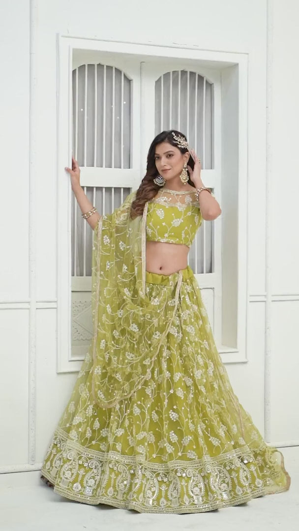 Olive Green Designer Lehenga Choli