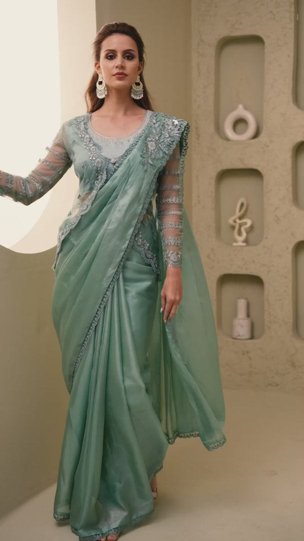 Mint Green Indian Saree