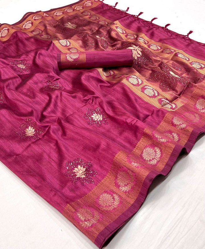 Exquisite Pink Banarasi Silk Saree