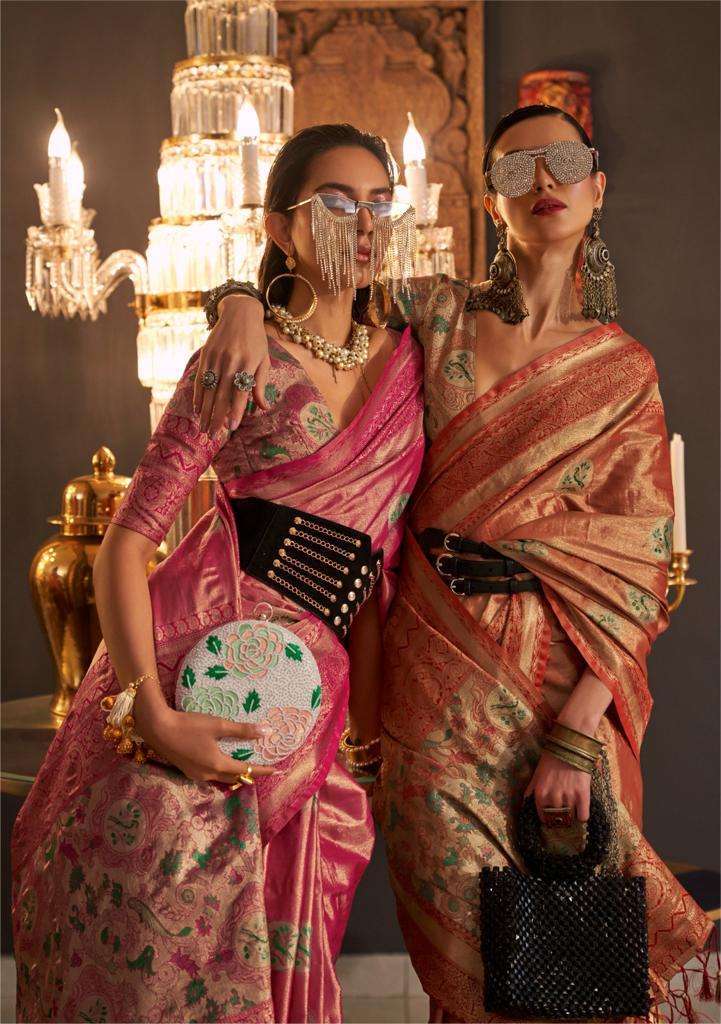 Graceful Pink Designer Silk Saree