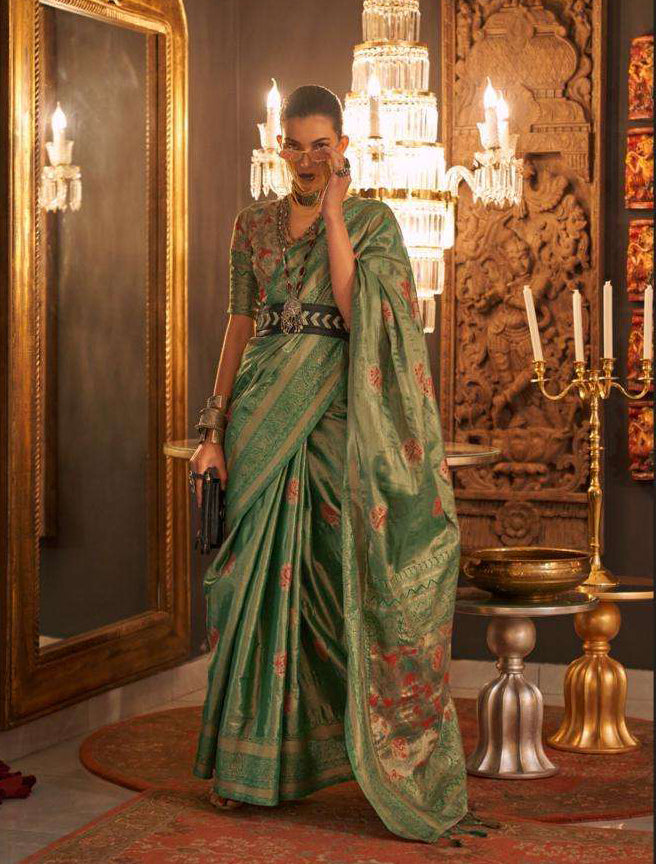 Enchanting Green Designer Silk Saree