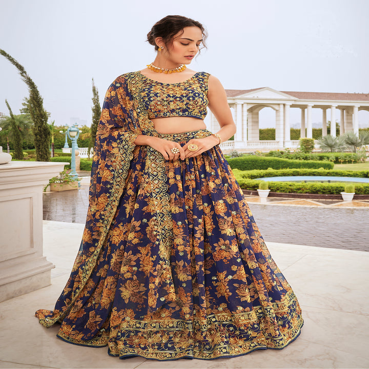 Enchanting Purple Designer Floral printed Lehenga Choli