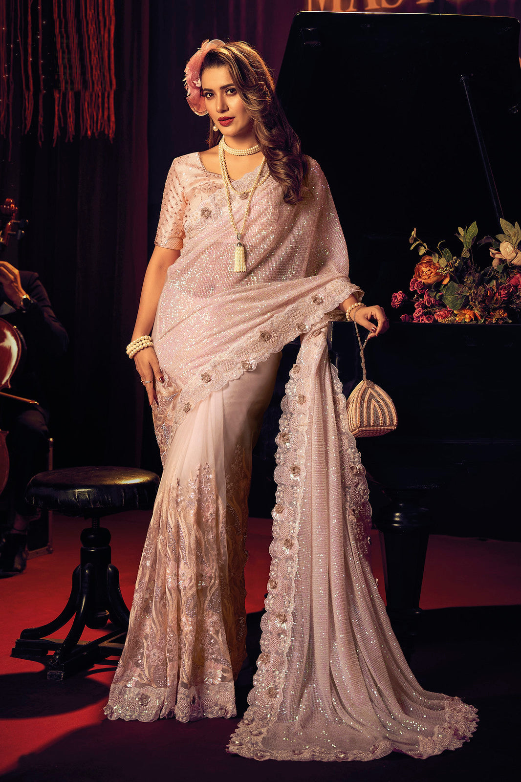 Hot Elegant Light Pink Designer Sarees